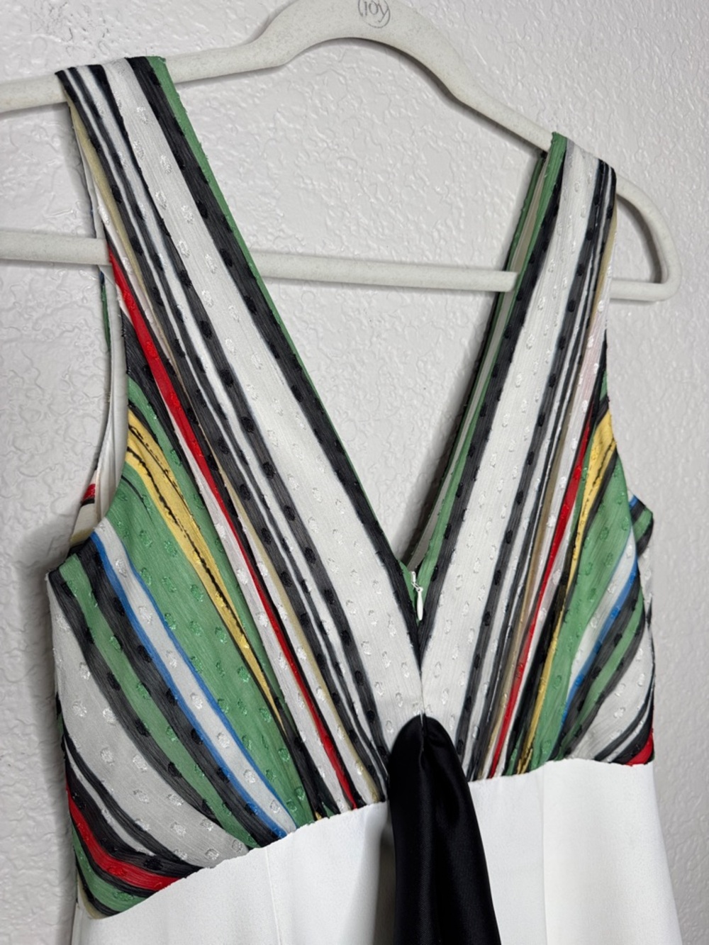 Badgley Mischka Striped V-Neck Bodice & Statement Bow Cocktail Dress Size 6 - Picture 6 of 10